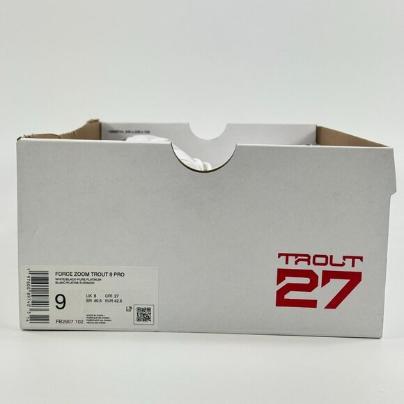 Nike Force Zoom Trout 9 Pro \'White Black\' FB2907-102 Baseball Multi Size